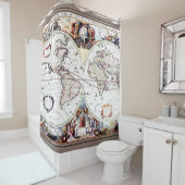 Nova Totius Terrarum Orbis van Henricus Hondius II Douchegordijn (In situ)