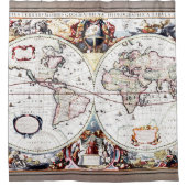Nova Totius Terrarum Orbis van Henricus Hondius II Douchegordijn (Voorkant)