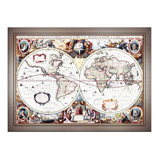 Nova Totius Terrarum Orbis van Henricus Hondius II Foto Afdruk (Voorkant)