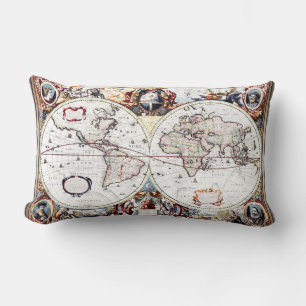 Nova Totius Terrarum Orbis van Henricus Hondius II Kussen