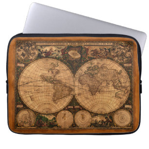 Nova Totuis Old Wereldkaart Laptop Sleeve