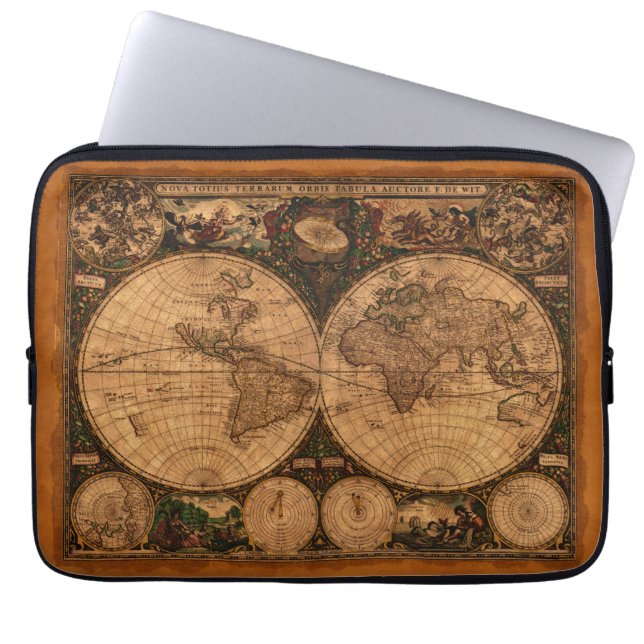 Nova Totuis Old Wereldkaart Laptop Sleeve (Voorkant)