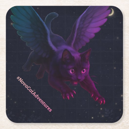 #NovaCatAdventures winged v2 Paper Coaster Kartonnen Onderzetters (Voorkant)