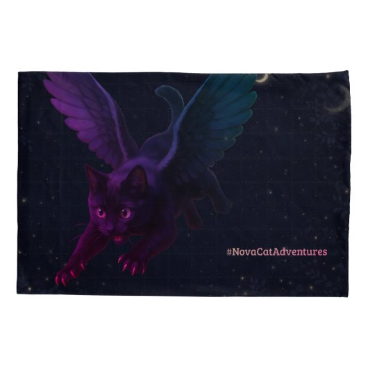 #NovaCatAdventures – Winged v2 pillowcase Kussensloop (Achterkant)