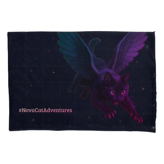 #NovaCatAdventures – Winged v2 pillowcase Kussensloop (Voorkant)