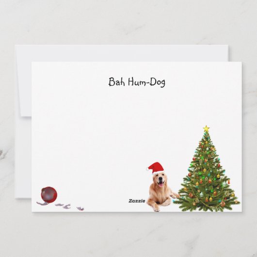 Nova's Bah Humbug Kerst - Golden Retriever - Feestdagenkaart (Achterkant)