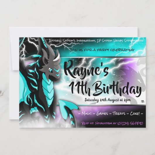 Novastorm Dragon Birthday Invitations Kaart (Voorkant)