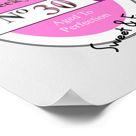 Novelty 30th milestone Birthday Funny Wine Label Poster (Hoek)