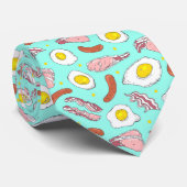Novelty Bacon Egg Sause Breakfast Blue Stropdas (Opgerold)