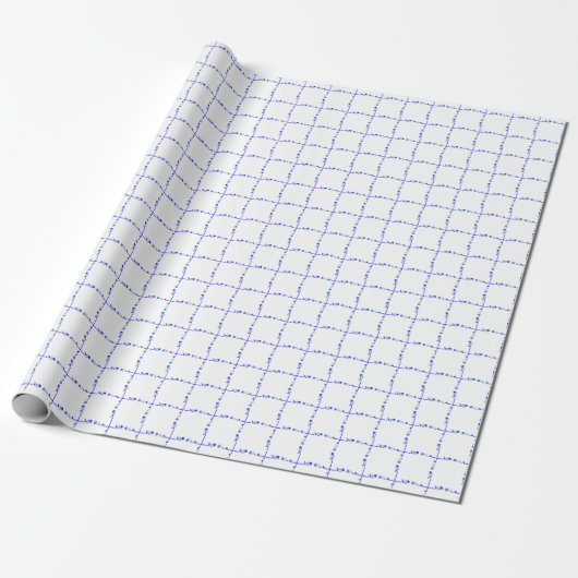 Novelty Blue White Grid Cadeaupapier (Uitgerold)