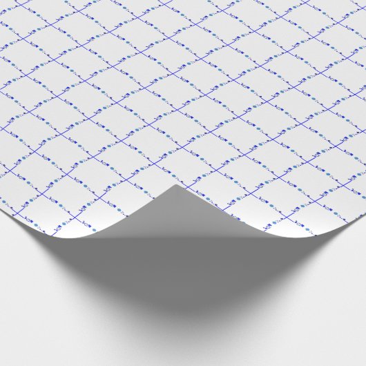 Novelty Blue White Grid Cadeaupapier (Hoek)