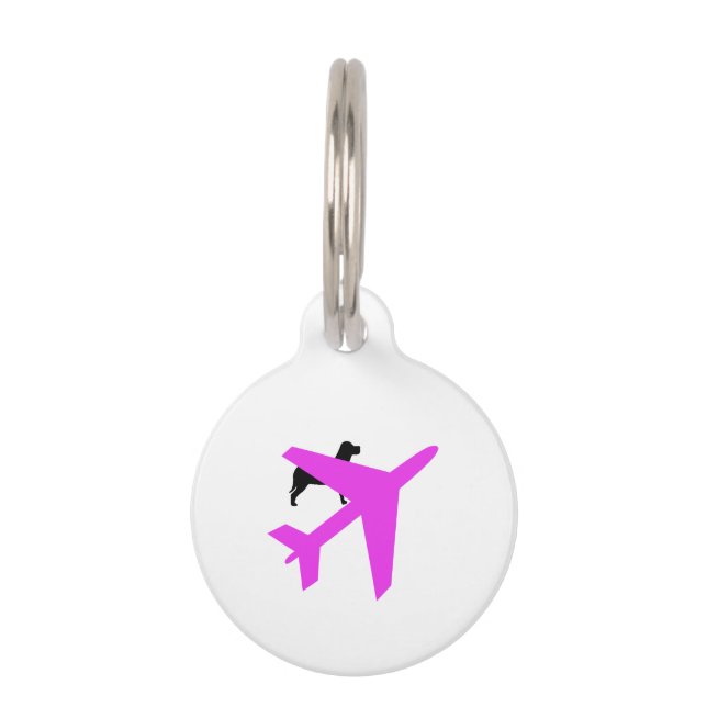 Novelty Dog & Airplane Label Huisdierpenning (Voorkant)