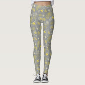 Novelty Ginkgo Grey and Yellow Pattern Leggings (Voorkant)