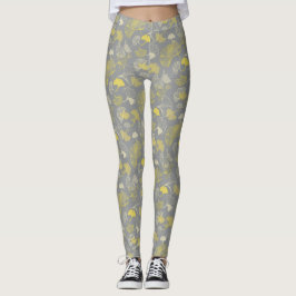 Novelty Ginkgo Grey and Yellow Pattern Leggings