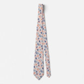 Novelty Ginkgo Navy Blue en Oranje Pattern Stropdas (Voorkant)