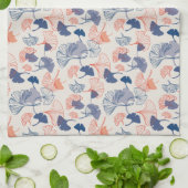 Novelty Ginkgo Navy Blue en Oranje Pattern Theedoek (Gevouwen)