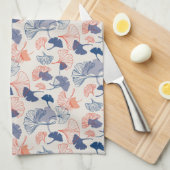 Novelty Ginkgo Navy Blue en Oranje Pattern Theedoek (Quarter Fold)