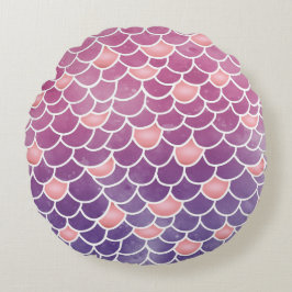 Novelty Mermaid Tail Scallop Pink & PurpleTextured Rond Kussen