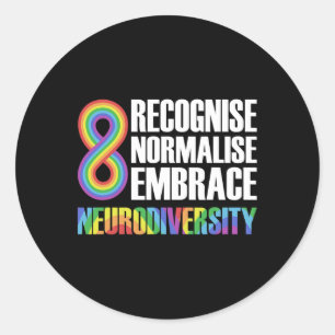 Novelty Neurodiversity Rainbow Infinity Autism Awa Ronde Sticker