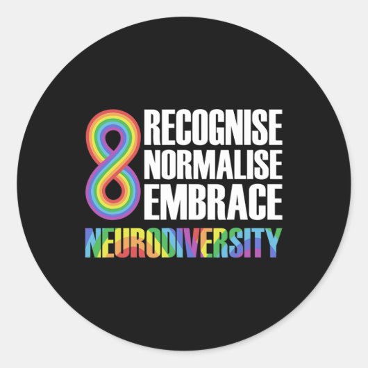 Novelty Neurodiversity Rainbow Infinity Autism Awa Ronde Sticker (Voorkant)