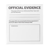 Novelty Official Evidon Funny Notepad Notitieblok (Voorkant)