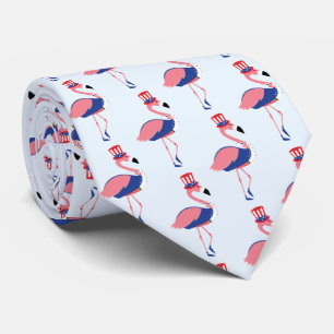 Novelty Pink Flamingo 4th Holiday Stropdas