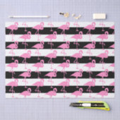Novelty Pink Flamingo's op zwart en wit gestreept Tissuepapier (Craft)