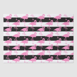 Novelty Pink Flamingo's op zwart en wit gestreept Tissuepapier