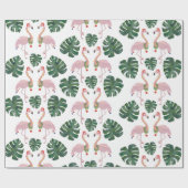 Novelty Pink Santa Flamingo Green Kerstmis Cadeaupapier (Vlak)