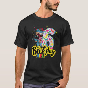 Novelty Rawr Ik ben 6 Kinderen en ben 6 Girl Dinos T-shirt