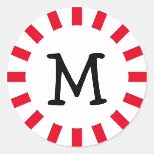 Novelty Red White Black Monogram Pepermunt Snoep Ronde Sticker