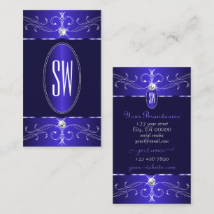 Novelty Royal Blue Ornamenten Monogram Chic Visitekaartje