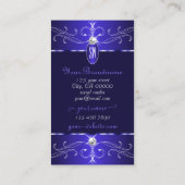 Novelty Royal Blue  Ornamenten Monogram Chic Visitekaartje (Achterkant)