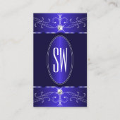 Novelty Royal Blue  Ornamenten Monogram Chic Visitekaartje (Voorkant)