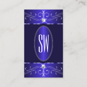 Novelty Royal Blue Ornamenten Monogram Chic Visitekaartje