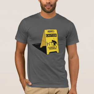 Novelty Sci-Fi Caution natte vloerteken T-shirt