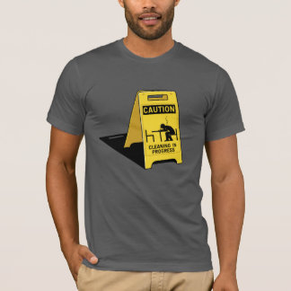 Novelty Sci-Fi Caution natte vloerteken T-shirt