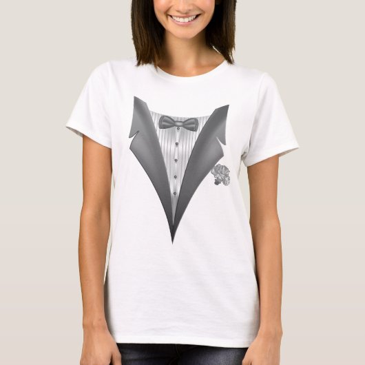 Novelty Tuxedo Tux Print T-shirt (Voorkant)