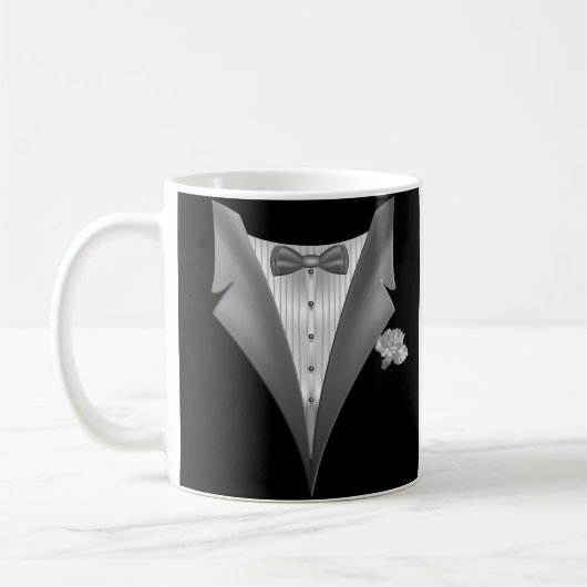 Novelty Tuxedo Tux Print Zwart Koffiemok (Links)