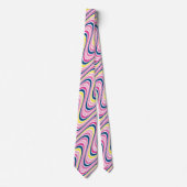 Novelty Wavy Striped Pink & Navy Blue Stropdas (Voorkant)