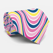 Novelty Wavy Striped Pink & Navy Blue Stropdas (Opgerold)