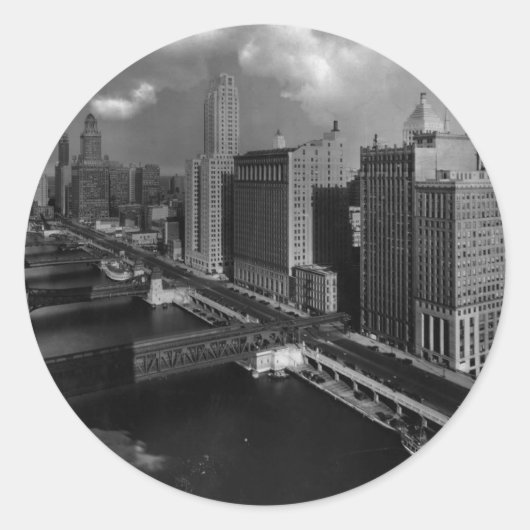 November 1939: De stad Chicago Ronde Sticker (Voorkant)