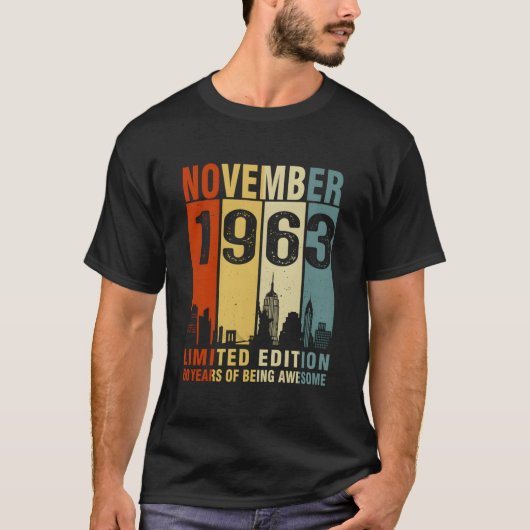November 1963 60 Years Of Being Awesome T-shirt (Voorkant)