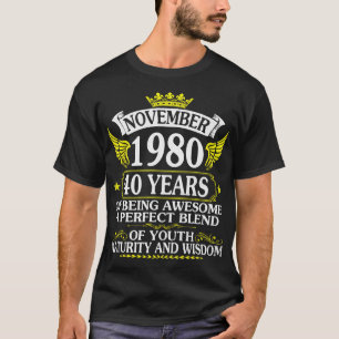 November 1980 gelukkige verjaardag 40 jaar van zij t-shirt