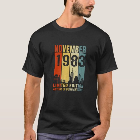 november 1983 40 jaar Geweldige Vintage T-shirt (Voorkant)