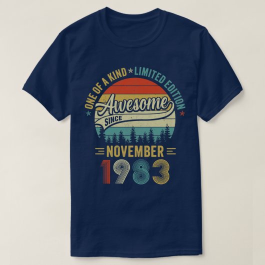 November 1983  40 jaar oude Retro 40th Birt T-shirt (Design voorkant)