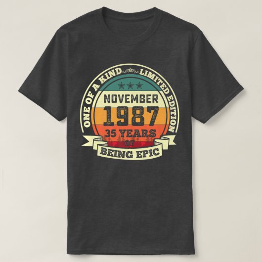 november 1987 35e verjaardag 35 jaar t-shirt (Design voorkant)
