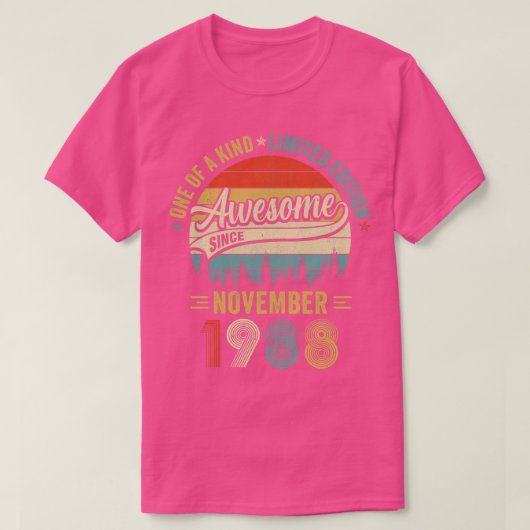November 1988  35 jaar oud Retro 35th Birt T-shirt (Design voorkant)