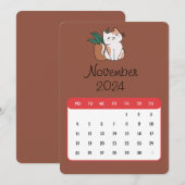 November 2024 Stand Alone Kat en Plant Kalender Menu (Voorkant / Achterkant)