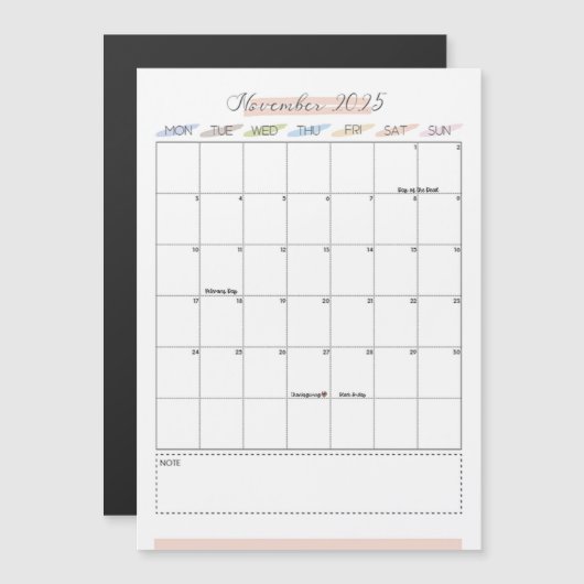 November 2025 Magnetische kalender (Voorkant / Achterkant)